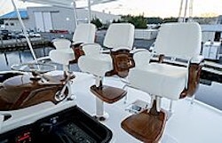 3 captains chairs at helm of viking 90